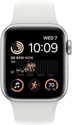 Apple Watch SE 2nd Gen (2022) (GPS) - 32GB - 40mm - Silver Aluminum Case with White Rubber Sport Band - One Size