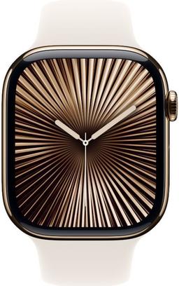 Apple Watch Series 10 (GPS) - 64GB - 42mm - Gold Titanium Case with Starlight Rubber Sport Band - One Size