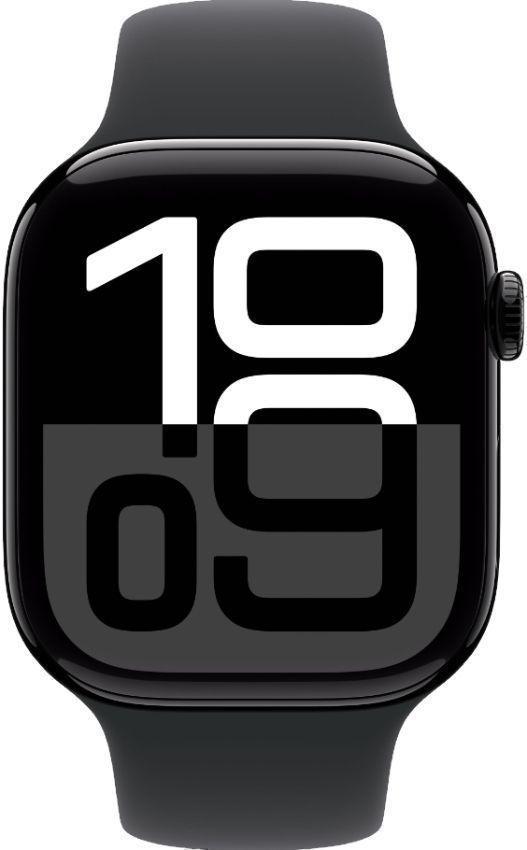 Apple Watch Series 10 (Cellular + GPS) - 64GB - 46mm - Jet Black Aluminum Case with Black Rubber Sport Band - One Size