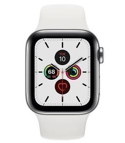Apple Watch Series 5 (Cellular + GPS) - 32GB - 40mm - Silver Stainless Steel Case with White Rubber Sport Band