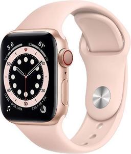 Apple Watch Series 6 (Cellular + GPS) - 32GB - 40mm - Gold Stainless Steel Case with Pink Sand Rubber Sport Band