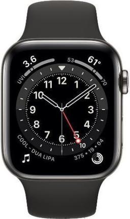 Apple Watch Series 6 (Cellular + GPS) - 32GB - 40mm - Graphite Stainless Steel Case with Black Rubber Sport Band