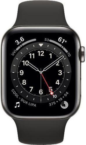Apple Watch Series 6 (Cellular + GPS) - 32GB - 40mm - Graphite Stainless Steel Case with Black Rubber Sport Band