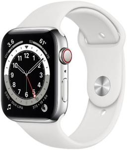 Apple Watch Series 6 (Cellular + GPS) - 32GB - 40mm - Silver Stainless Steel Case with White Rubber Sport Band