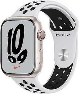 Apple Watch Series 7 (Cellular + GPS) - 32GB - 45mm - Starlight Nike (Aluminum) Case with Pure Platinum/Black Rubber Nike Sport Band