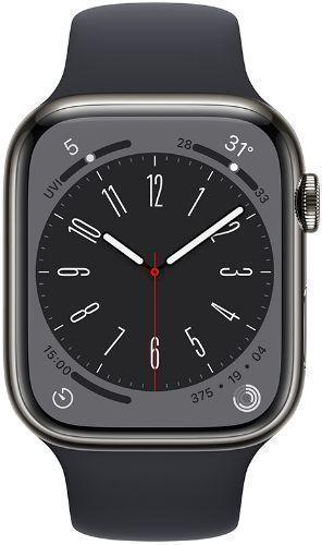 Apple Watch Series 8 (Cellular + GPS) - 32GB - 41mm - Graphite Stainless Steel Case with Midnight Rubber Sport Band