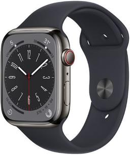 Apple Watch Series 8 (Cellular + GPS) - 32GB - 41mm - Graphite Stainless Steel Case with Midnight Rubber Sport Band
