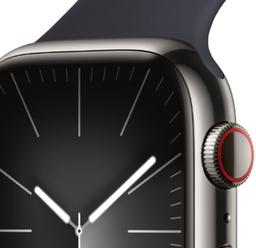 Apple Watch Series 9 (Cellular + GPS) - 64GB - 41mm - Graphite Stainless Steel Case with Midnight Rubber Sport Band - One Size