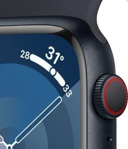 Apple Watch Series 9 (GPS) - 64GB - 41mm - Midnight Aluminum Case with Midnight Rubber Sport Band - One Size