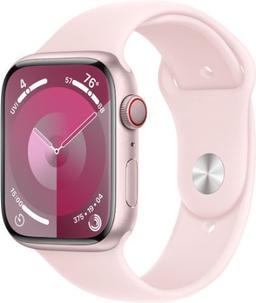 Apple Watch Series 9 (GPS) - 64GB - 45mm - Pink Aluminum Case with Light Pink Rubber Sport Band - One Size