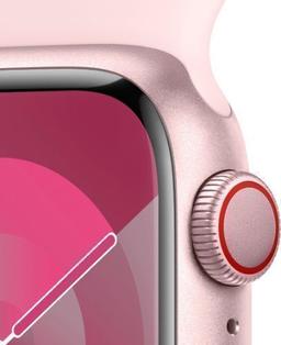 Apple Watch Series 9 (GPS) - 64GB - 45mm - Pink Aluminum Case with Light Pink Rubber Sport Band - One Size
