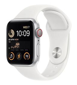 Apple Watch Series 9 (Cellular + GPS) - 64GB - 41mm - Silver Aluminum Case with White Stainless Steel Sport Band - One Size