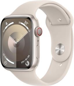 Apple Watch Series 9 (GPS) - 64GB - 45mm - Starlight Aluminum Case with Starlight Rubber Sport Band - One Size