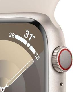 Apple Watch Series 9 (GPS) - 64GB - 45mm - Starlight Aluminum Case with Starlight Rubber Sport Band - One Size