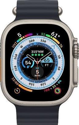 Apple Watch Ultra (Cellular + GPS) - 32GB - 49mm - Titanium Titanium Case with Midnight Rubber Ocean Band - Large Size