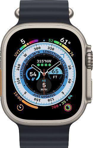 Apple Watch Ultra (Cellular + GPS) - 32GB - 49mm - Titanium Titanium Case with Midnight Rubber Ocean Band - Large Size