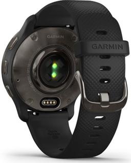 Garmin Venu 2 Plus Smartwatch - 33mm - Slate Black Fiber-reinforced Polymer Case with Black Silicone Silicone Strap