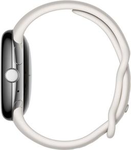Google Pixel Watch 1 (Bluetooth + LTE) - 32GB - 30.4mm - Polished Silver Stainless Steel Case with Chalk Fluoroelastomer Active Band