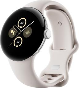 Google Pixel Watch 2 (Bluetooth) - 32GB - 1.2 inch - Polished Silver Aluminum Case with Porcelain Fluoroelastomer Active Band