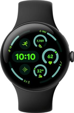 Google Pixel Watch 3 (Bluetooth) - 32GB - 41mm - Matte Black 100% Recycled Aluminum Case with Obsidian Fluoroelastomer Active Band