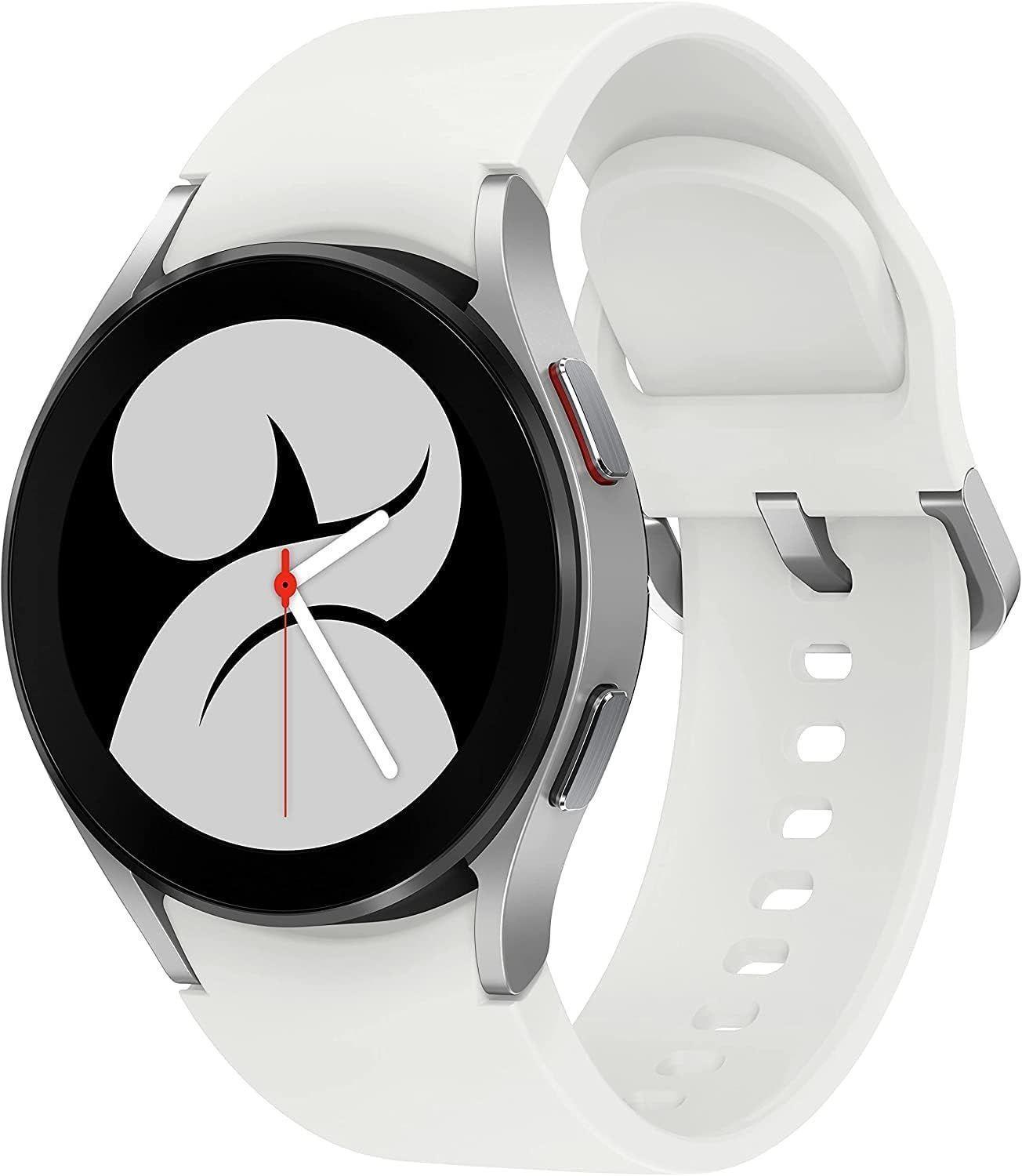 Samsung Galaxy Watch4 (Bluetooth) - 16GB - 42mm - Silver Aluminum Case with White Fluoroelastomer Sport Band